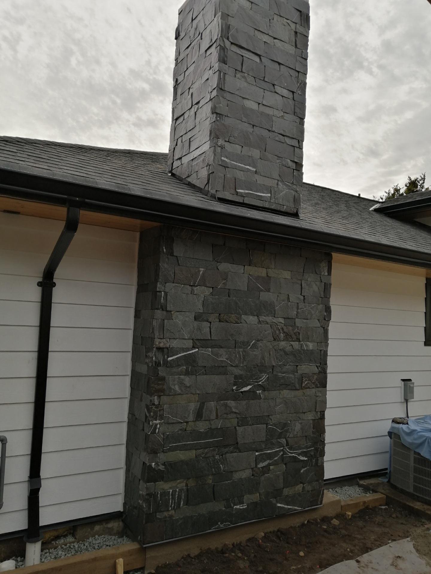Chimney Stone Installation, North Vancouver